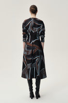 Printed Draped-waist Dress Multi