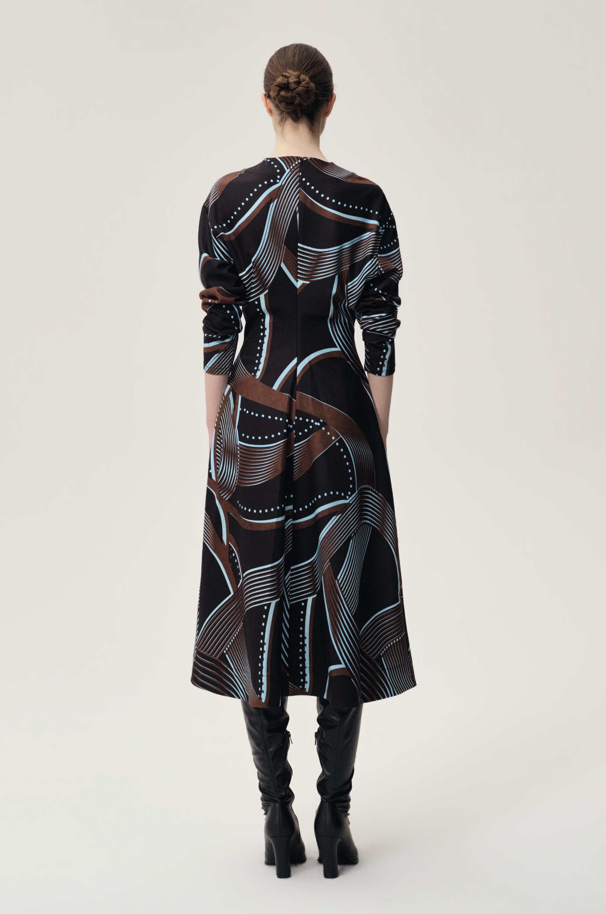 Printed Draped-waist Dress Multi
