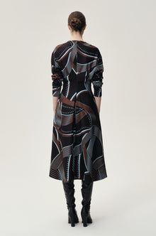 Printed Draped-waist Dress Multi