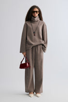 Wide-leg knitted Trousers Taupe Melange