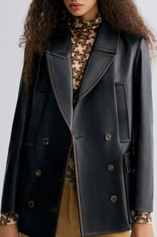 Double breasted Leather Jakcet