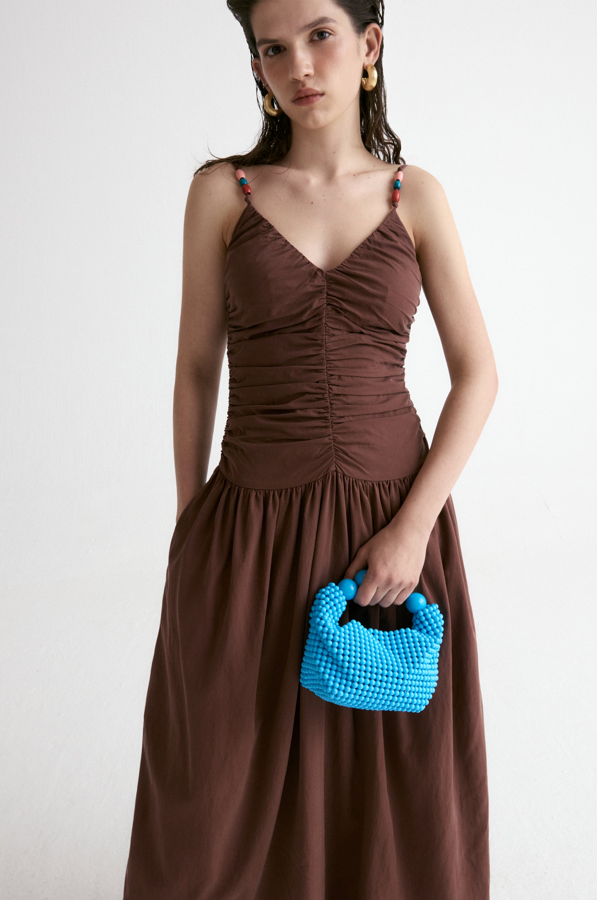 Tuscany Drape Cami Dress-Crimson