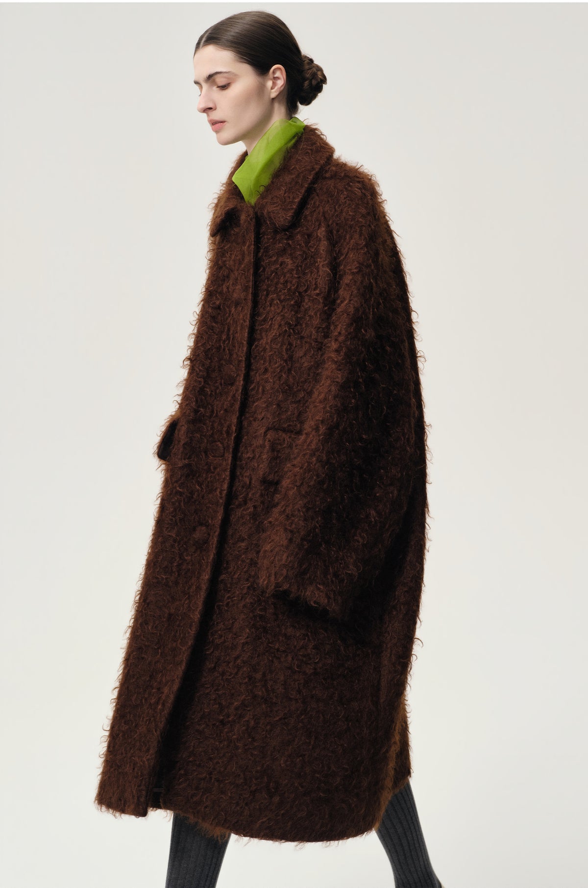 Modernist Mohair Coat Dark Brown