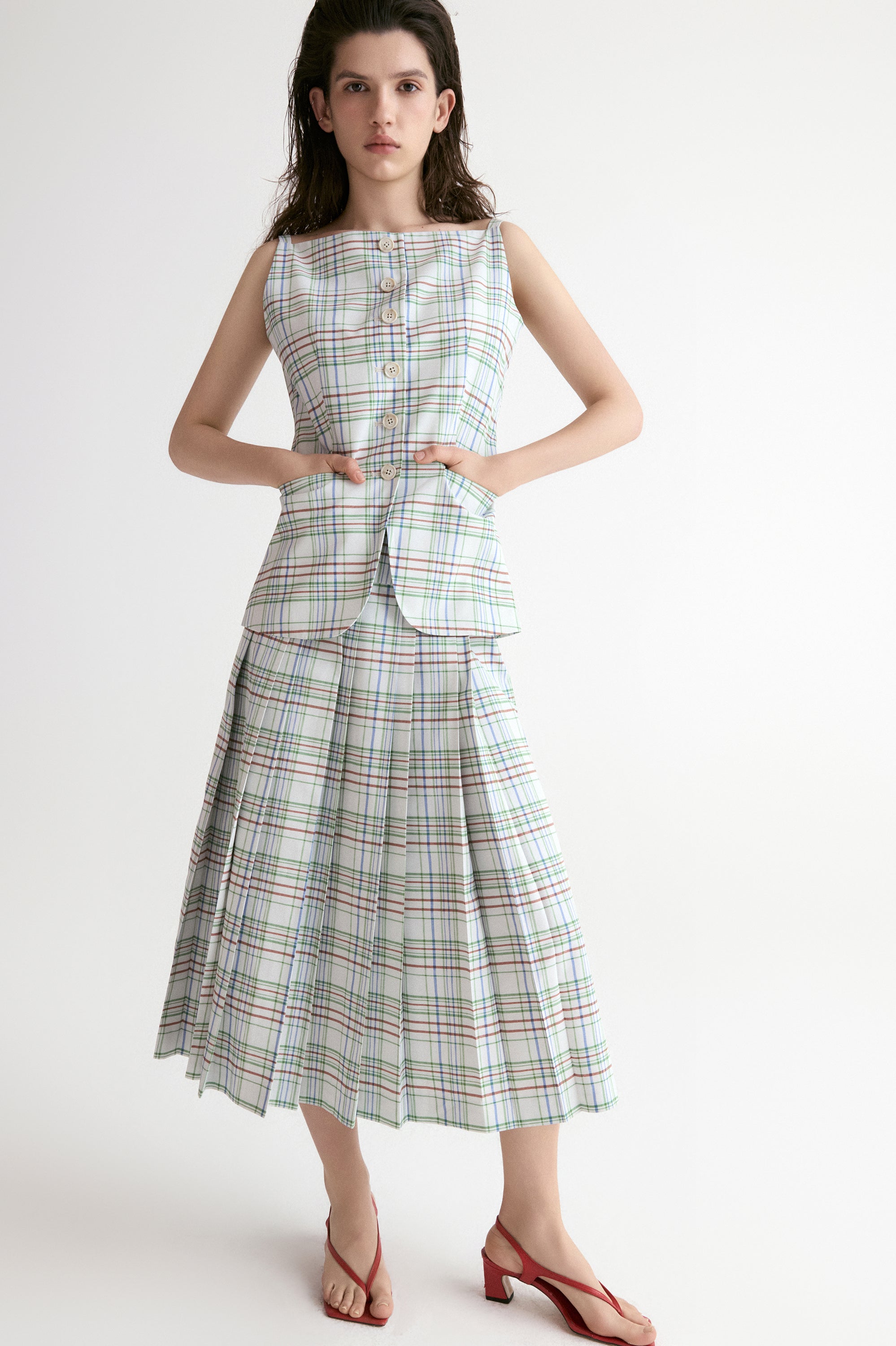 Capri Pleated Midi Skirt