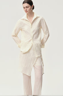Crinkled Gauze Shirt Ecru