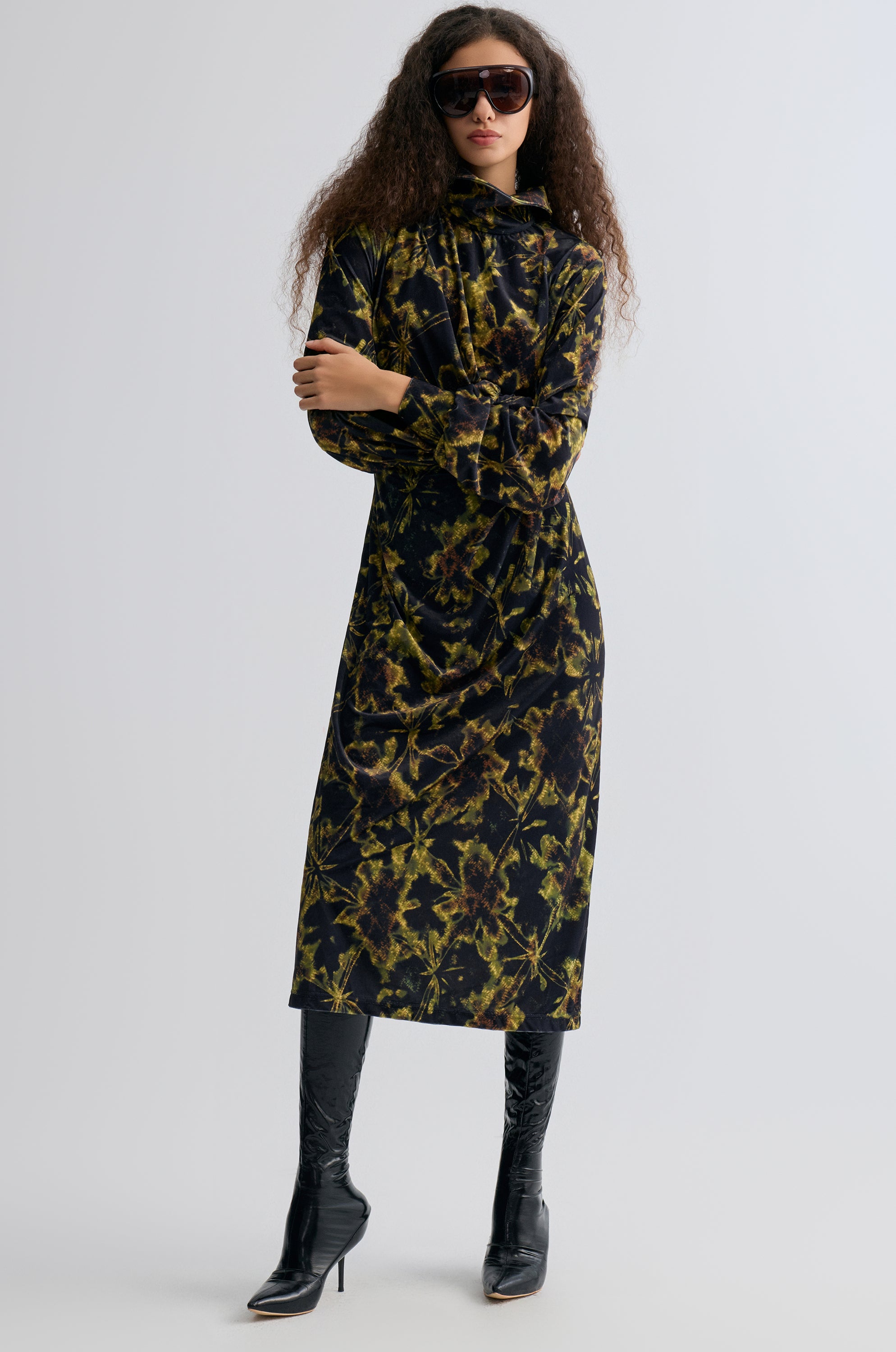 Velvet Printed Dress