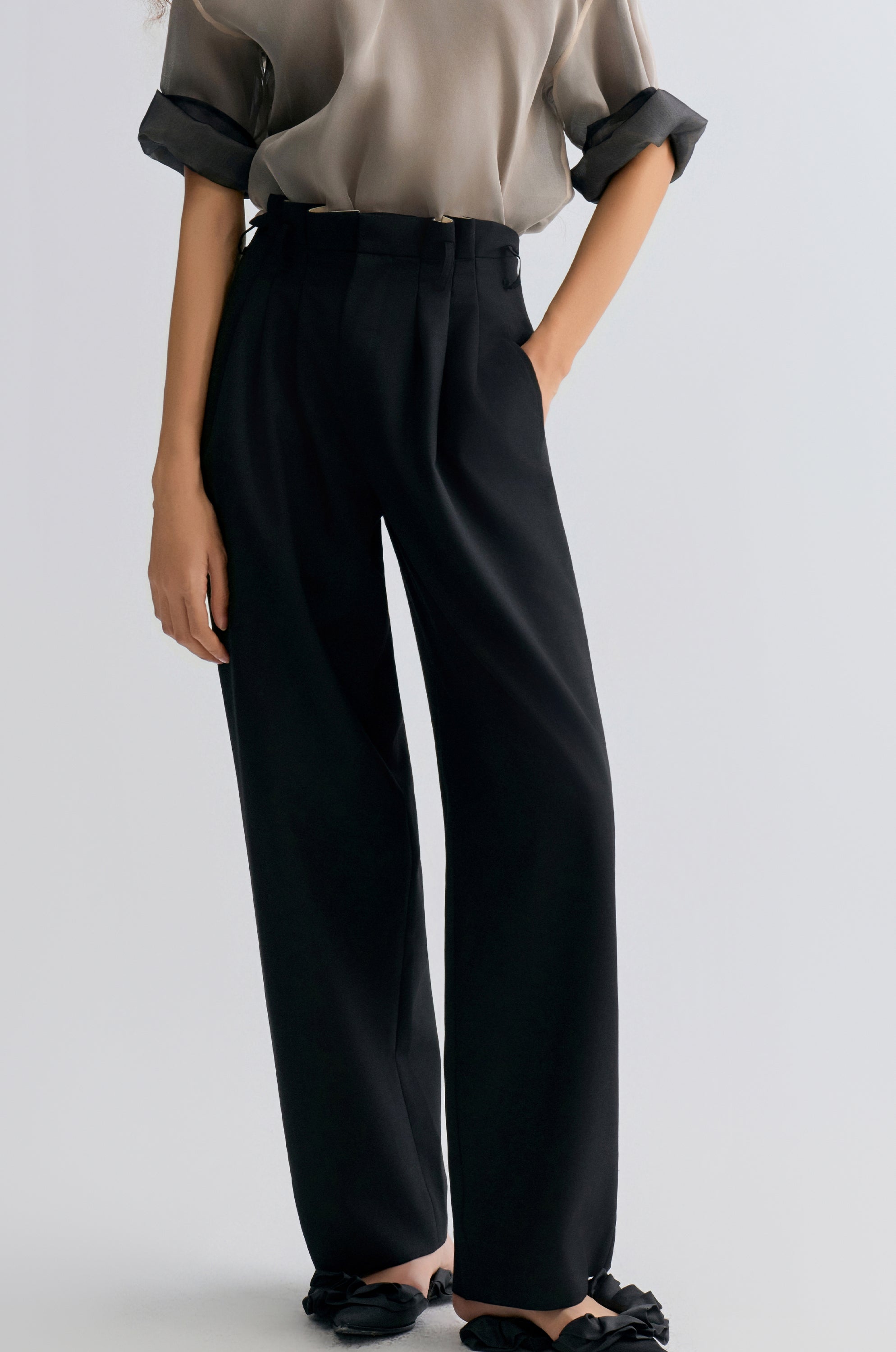 Relaxed Gabardine Trousers Black