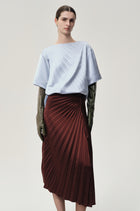Asymmetrical Pleated Skirt Maroon