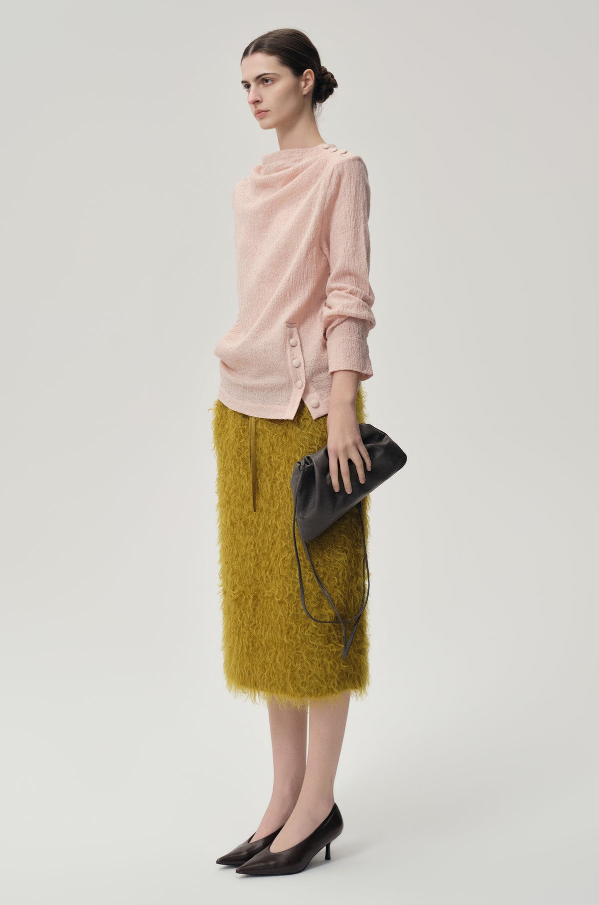 BOUCLÉ Mohair Midi Skirt Olive