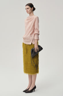 BOUCLÉ Mohair Midi Skirt Olive