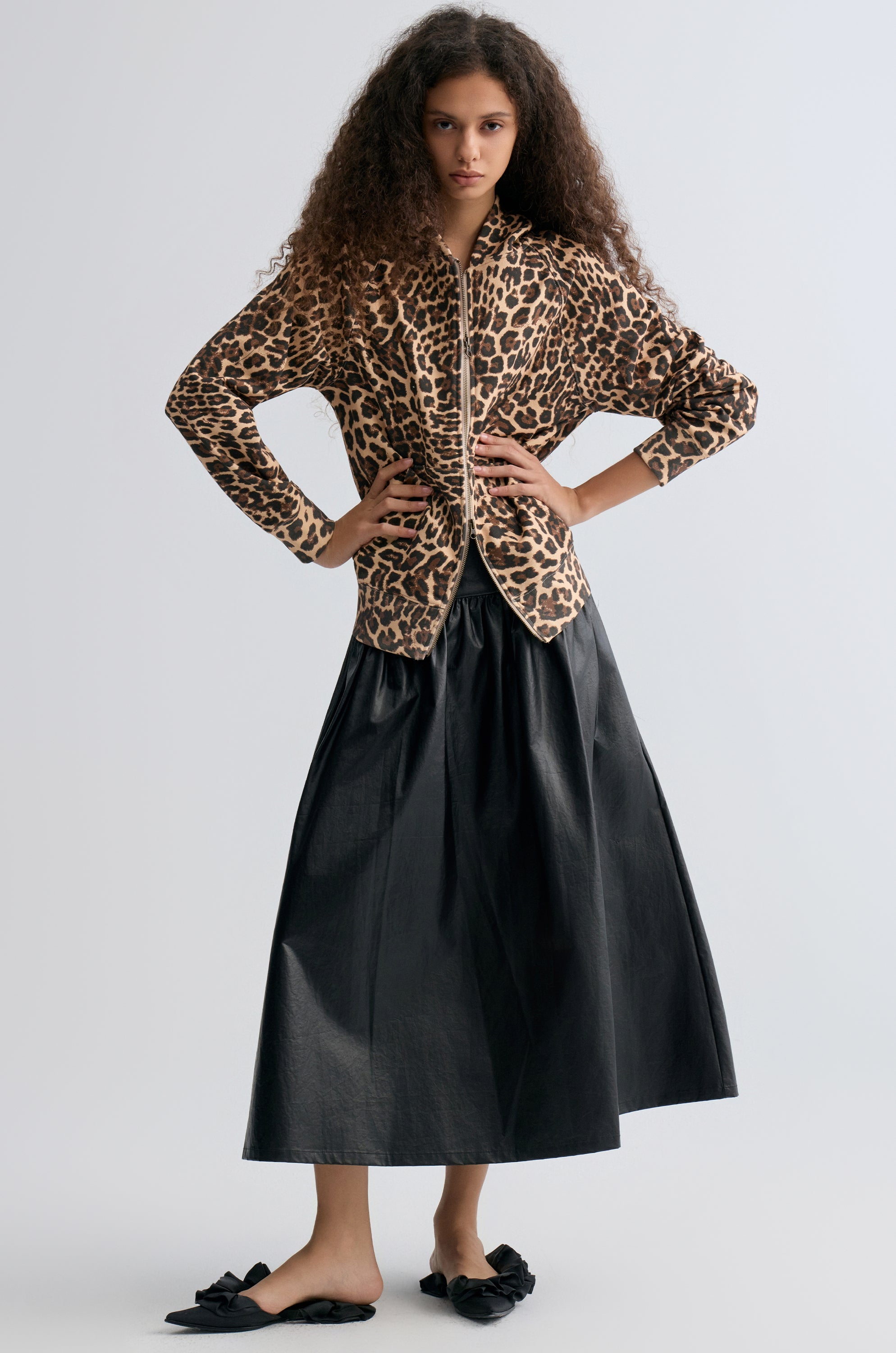 Leopard-print Zipper Hoodie