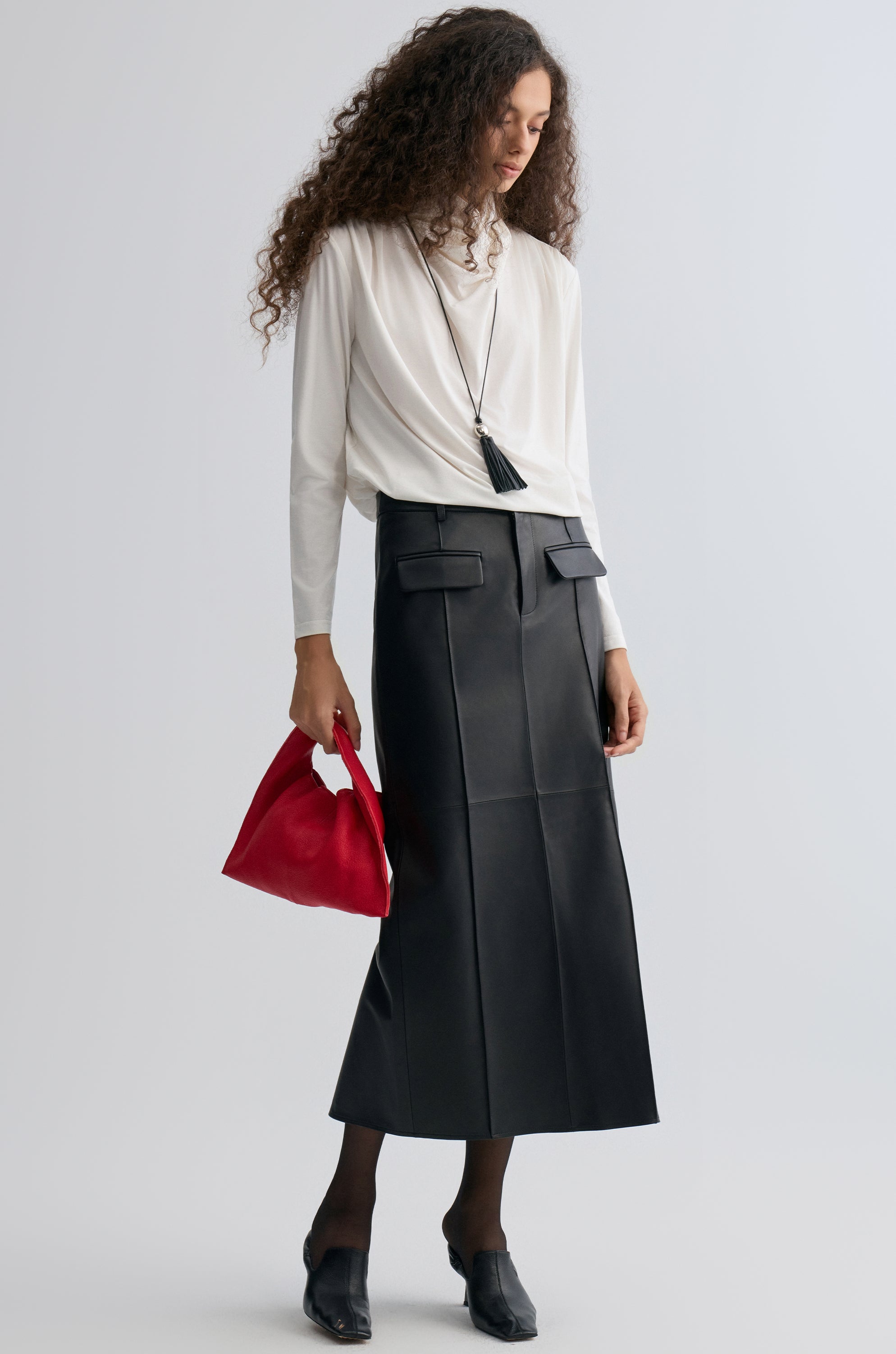 Kate Leather Column Skirt