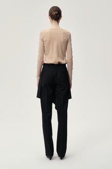 Stud-embellished Mesh Top Nude