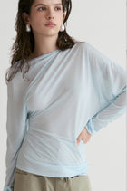 Luma Sheer Draped Top - Glacier Blue