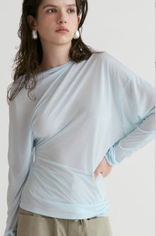 Luma Sheer Draped Top - Glacier Blue