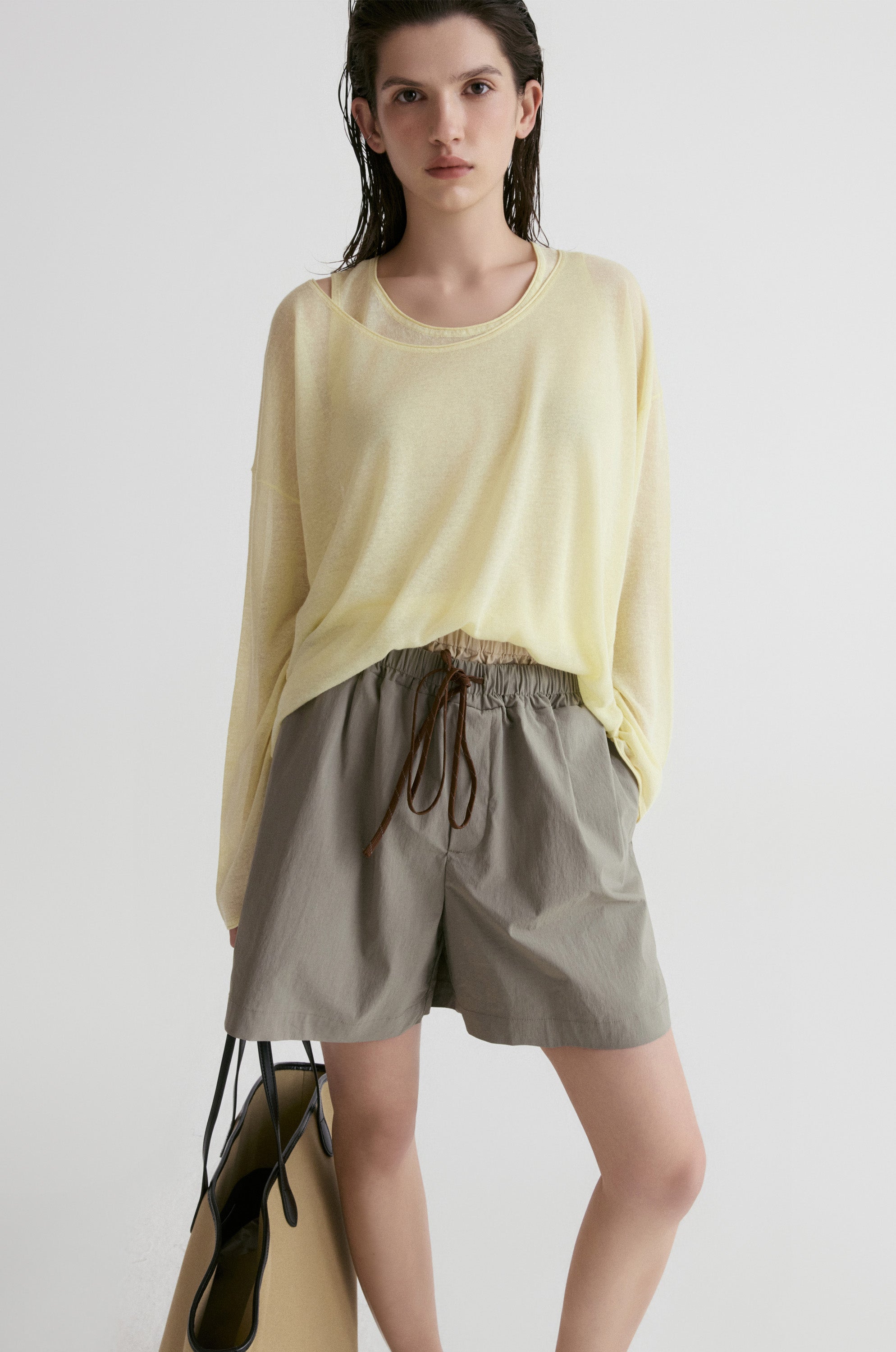 Double Waist Short-Sage