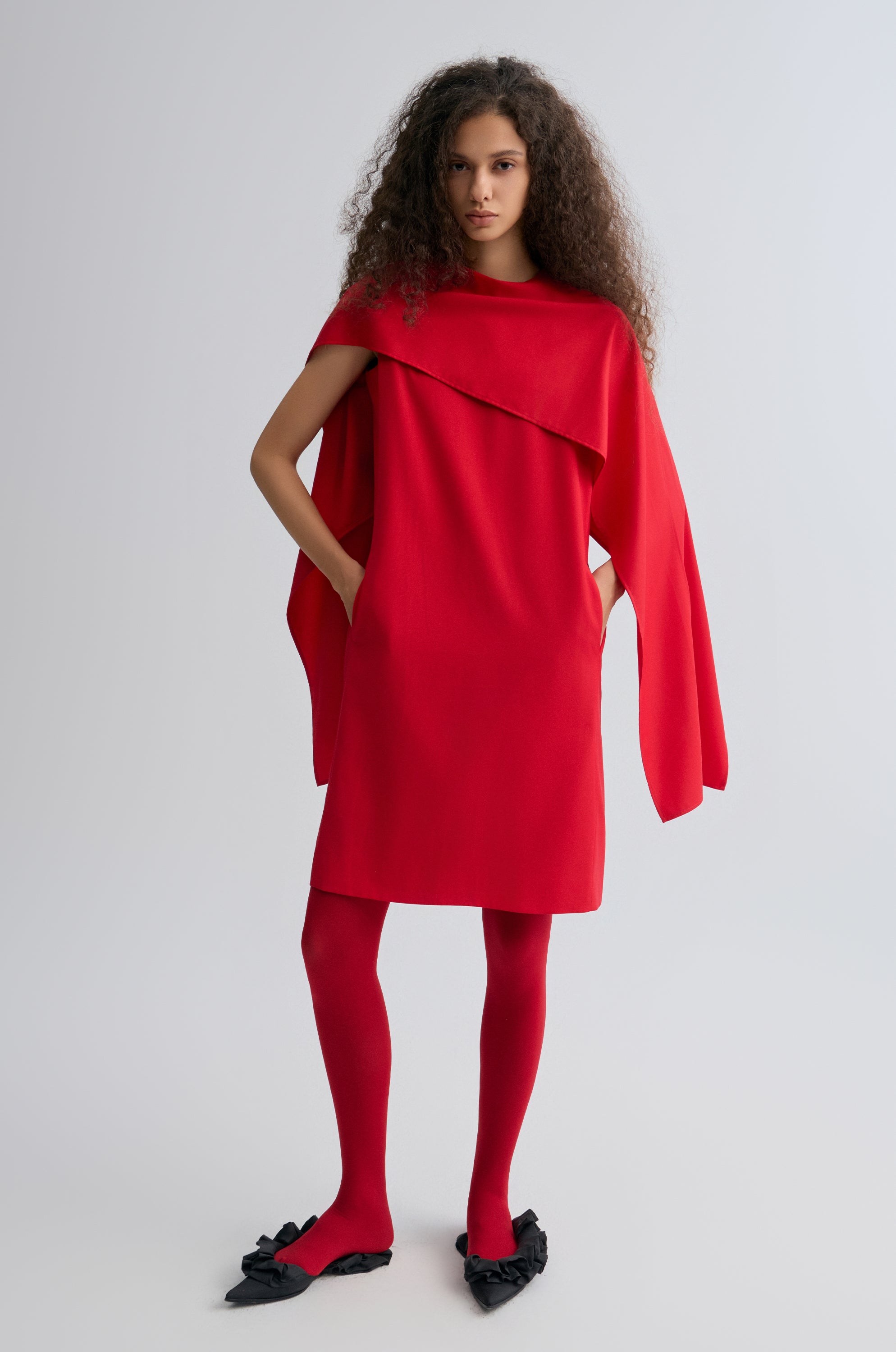 Opera Cape Dress Crimson