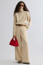 Corduroy Wide-leg Trousers Ivory
