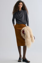 Cowl Jersey Top Heather Grey