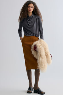 Cowl Jersey Top Heather Grey