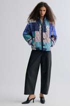 Patchwork Paisley Print Quilted Jacket Blue