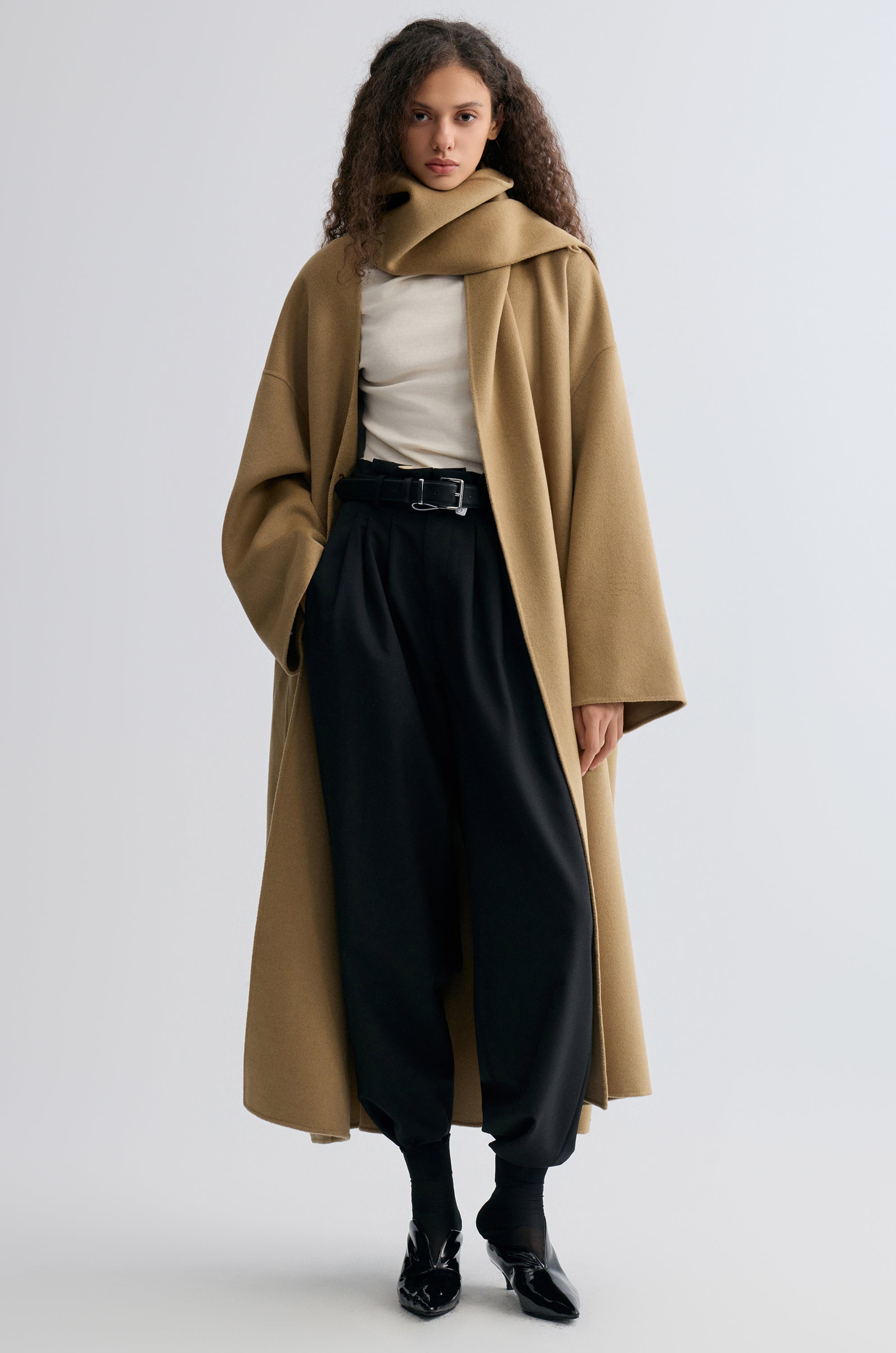 Oversized Double-faced Scarf Coat Hazel