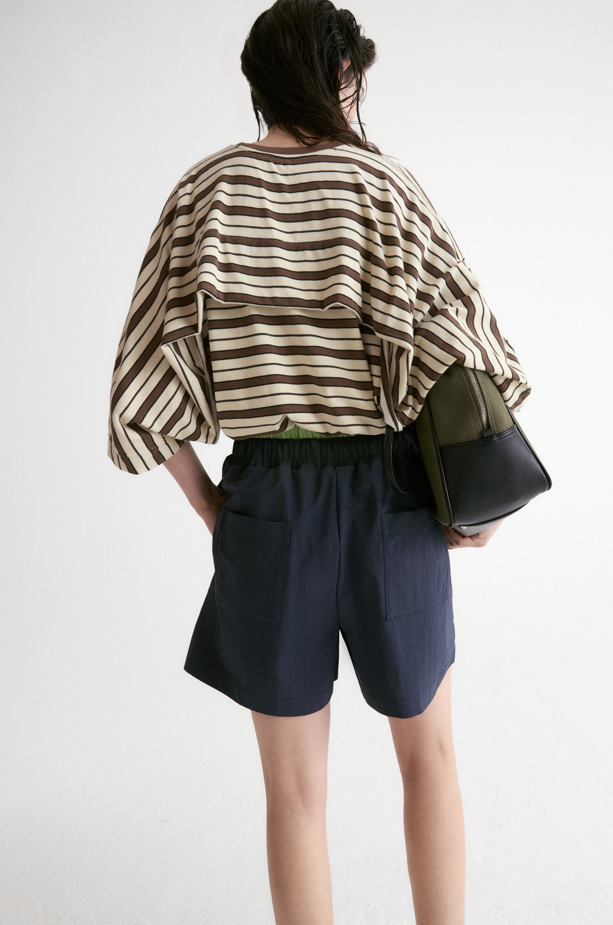 Double Waist Short-Navy