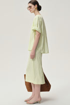 Crinkled Gauze Skirt Pale Lime