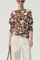 Mai Draped Viscose Jersey T-shirt Brown