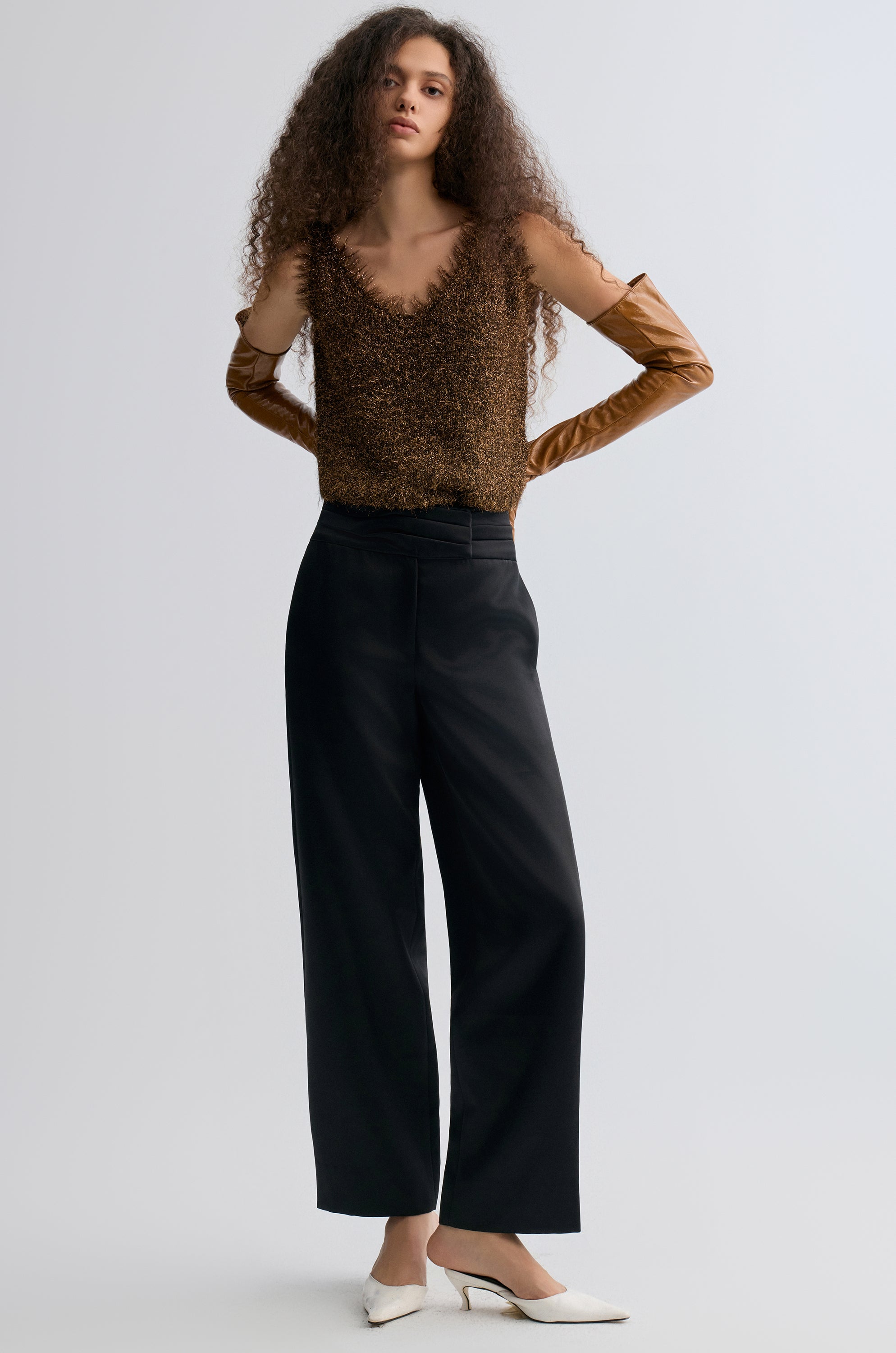 Fringe Metallic Tank Gold-tone