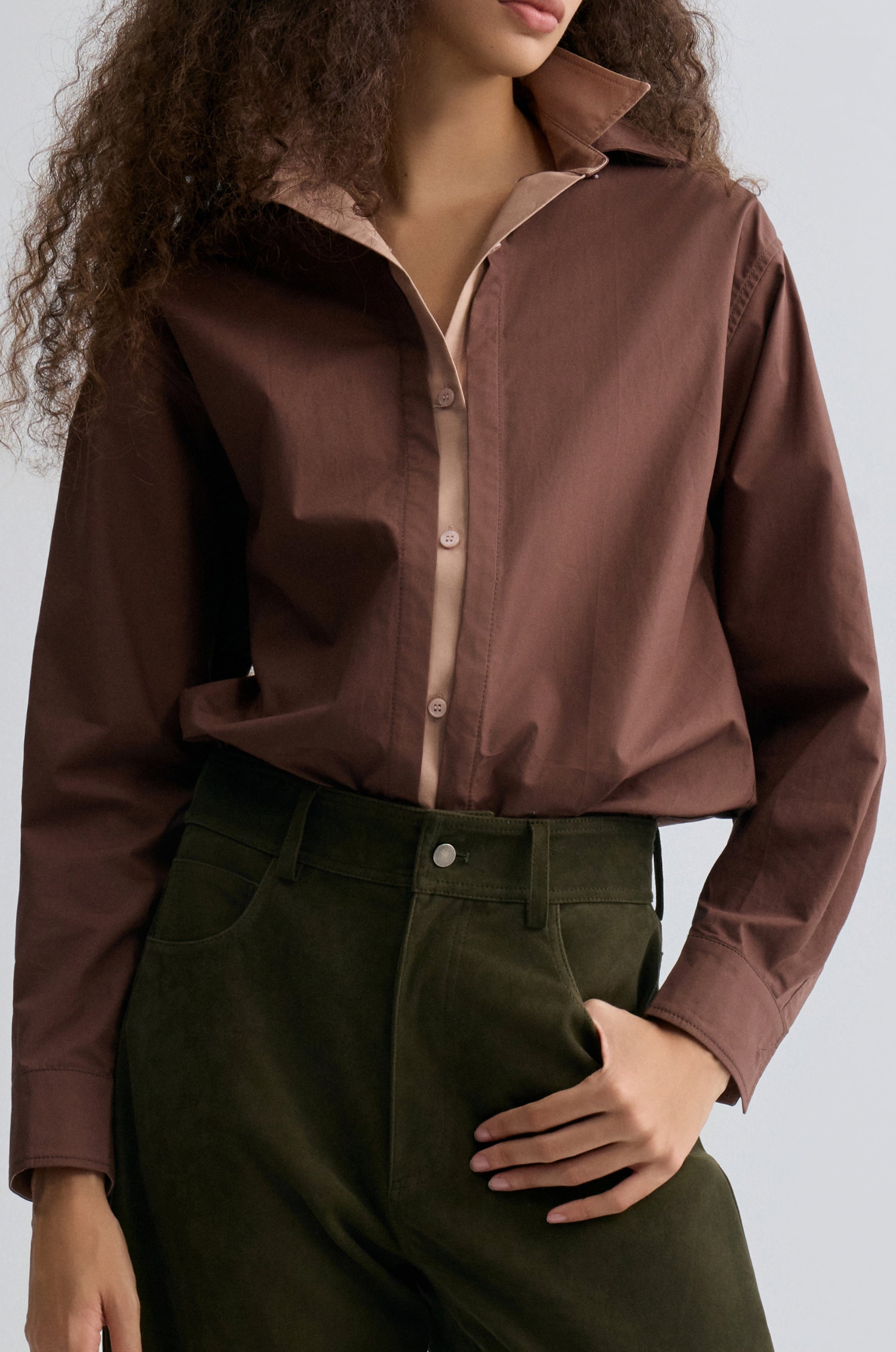 Relaxed Double-layer Shirt Rum