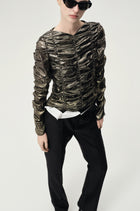 Cigarette Leg Trousers in Silk and Wool Black