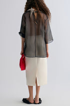 Two-tone Reversible Organza Blouse in silk Black
