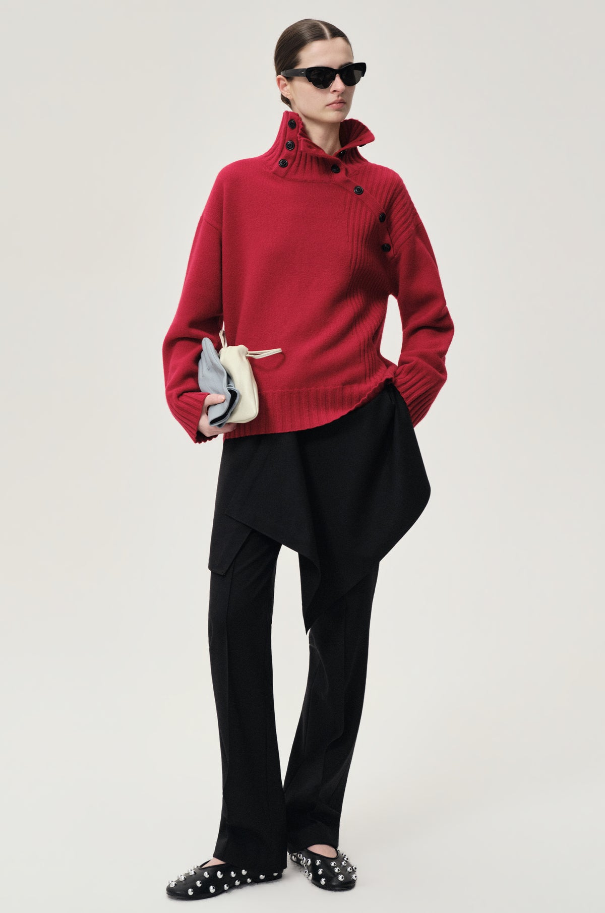 Vicky Turtleneck in Wool and Cashmere Red
