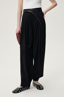 Balloon Pleat Trousers Black
