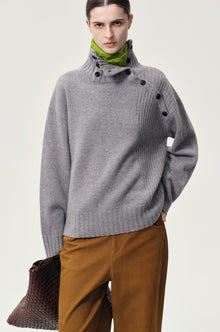 Vicky Turtleneck in Wool and Cashmere Grey Melange