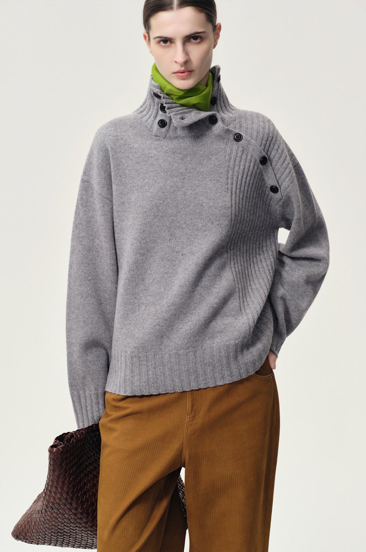 Vicky Turtleneck in Wool and Cashmere Grey Melange
