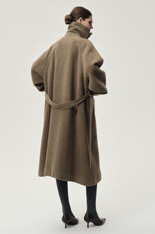Double Alpaca Wool Wrap Coat Squirrel Melange