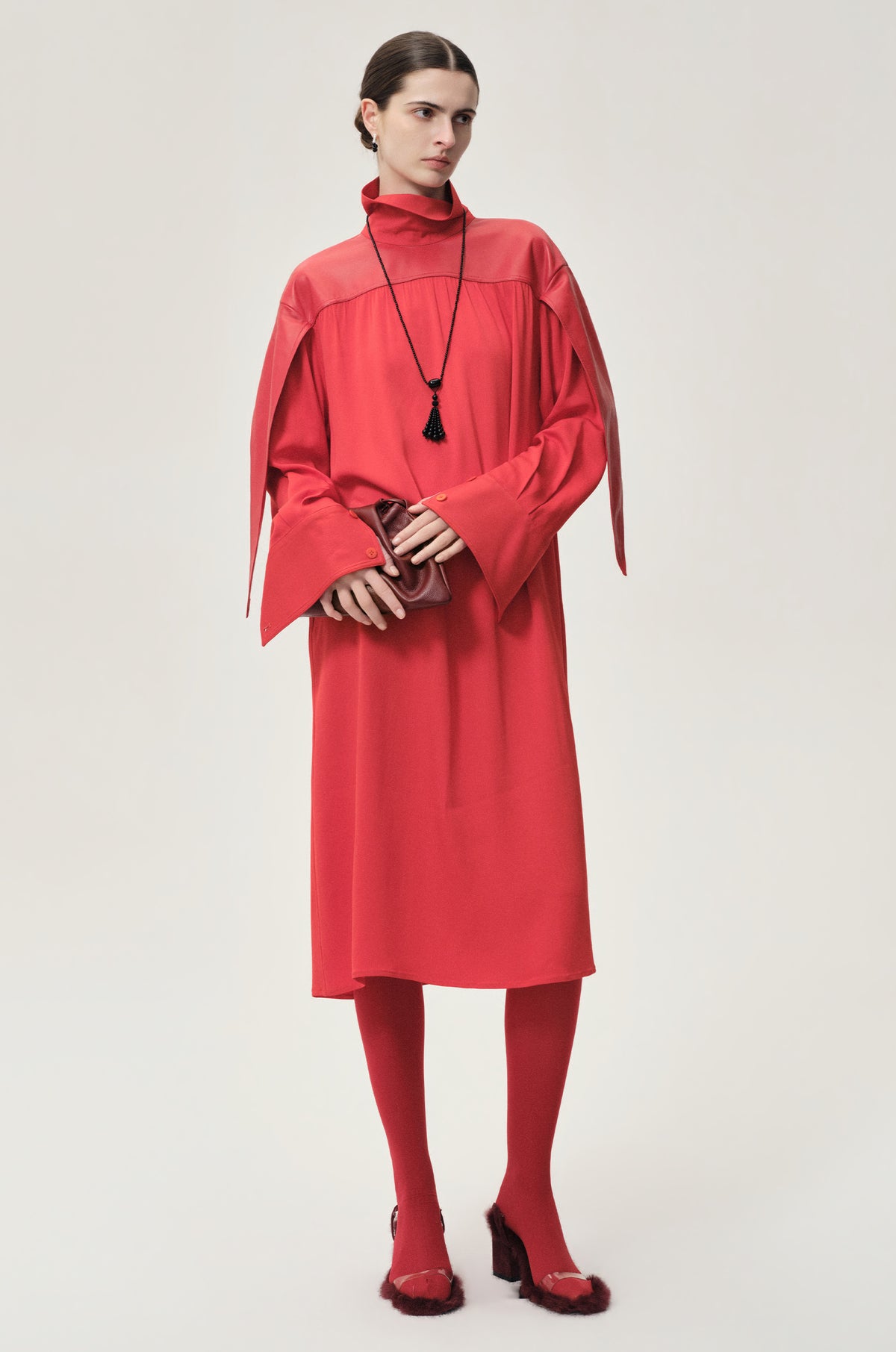 Leather Gathered Dress Grenadine