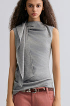 Scarf Wool Top Mid Grey Melange