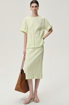 Crinkled Gauze Top Pale Lime