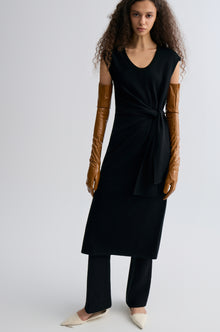 Knot-detail Knitted dress in Merino Wool Black