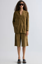 Long Suede  Bermuda Shorts