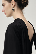 Silver onyx oval drop earrings