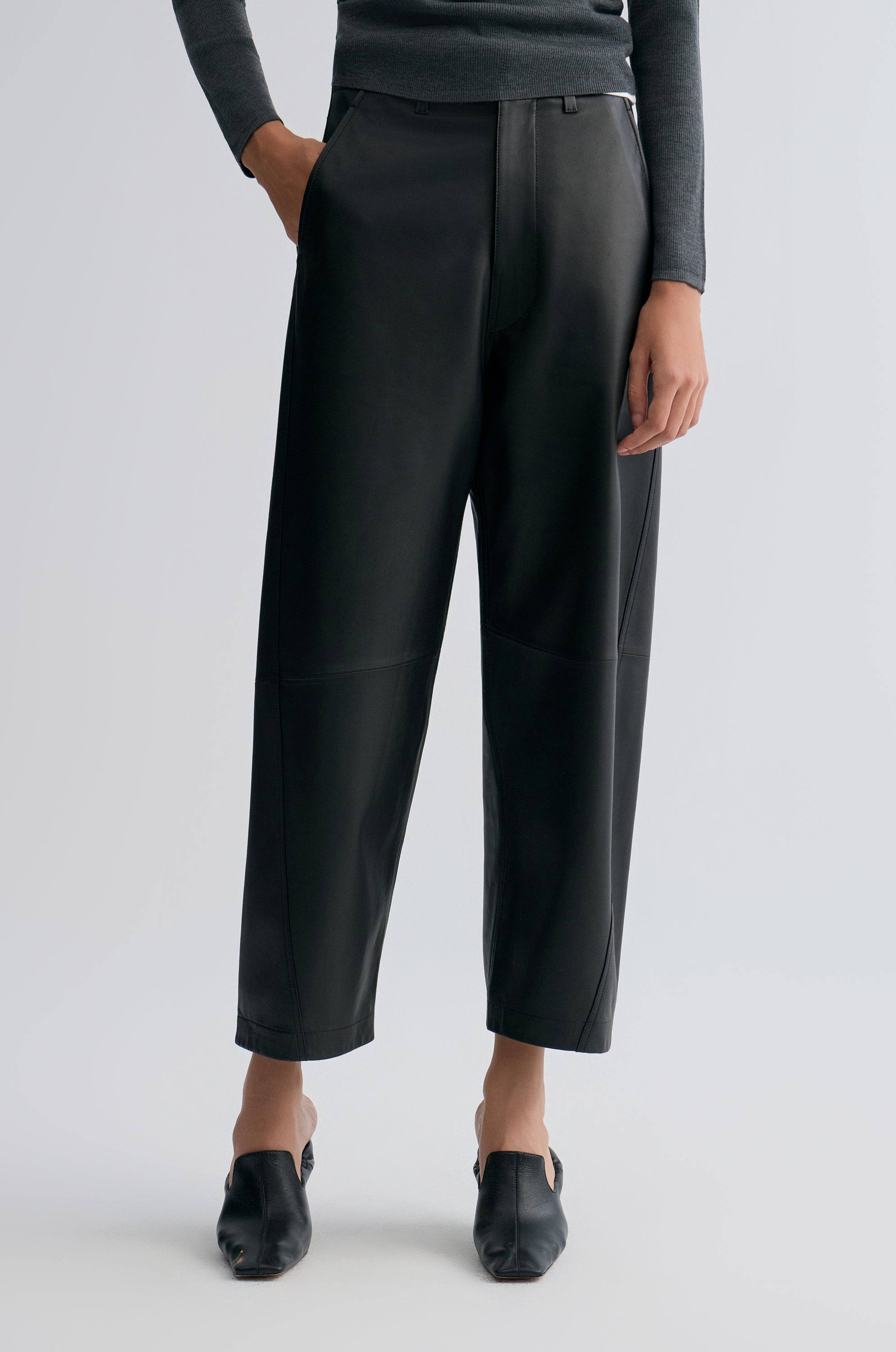 Leather Balloon Pants Black