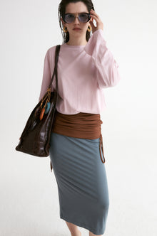 Rib Two-tone Skirt-Carbon Blue