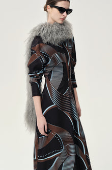 Printed Draped-waist Dress Multi
