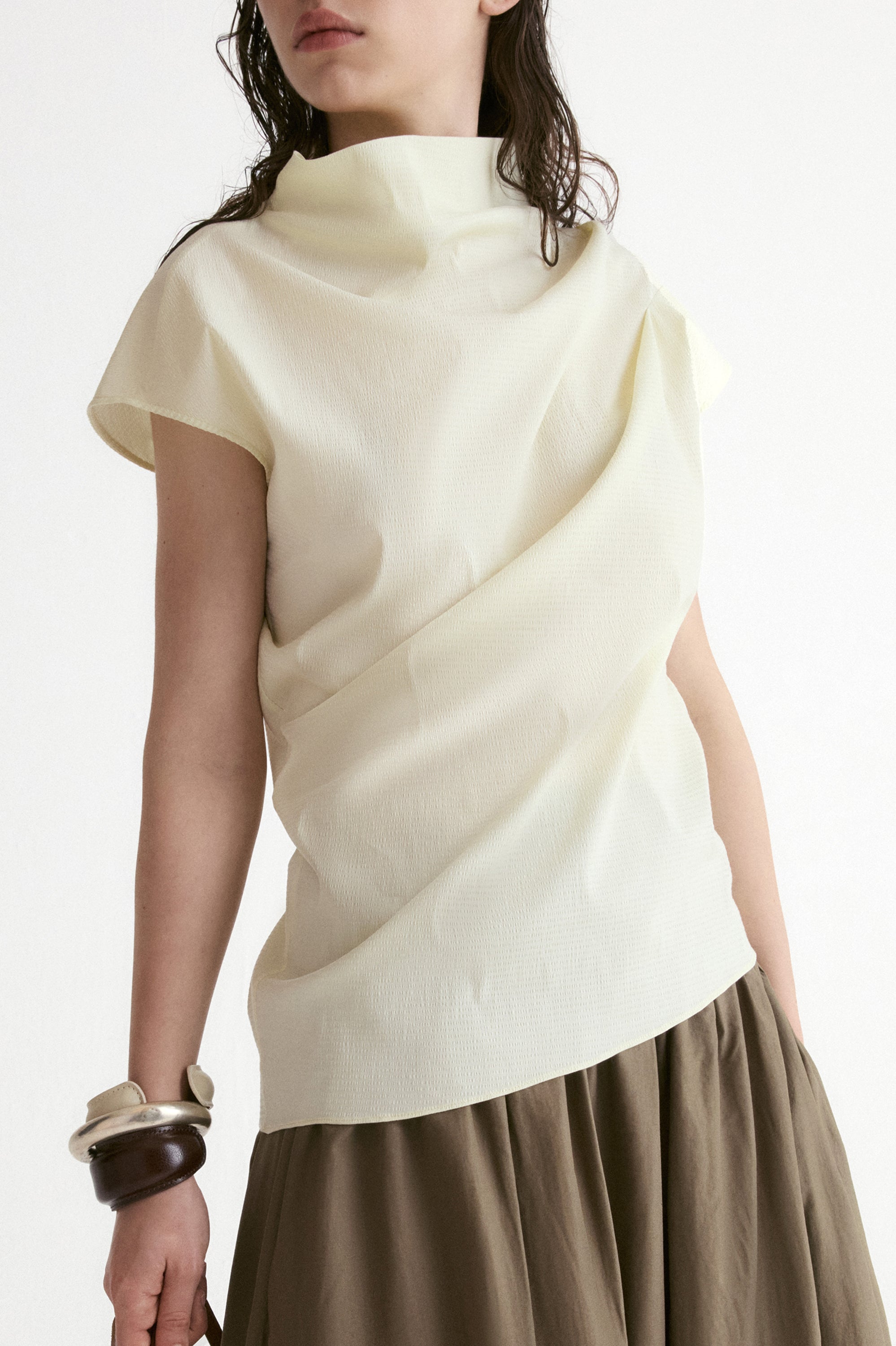 Provence Draped Shirt-Vanilla