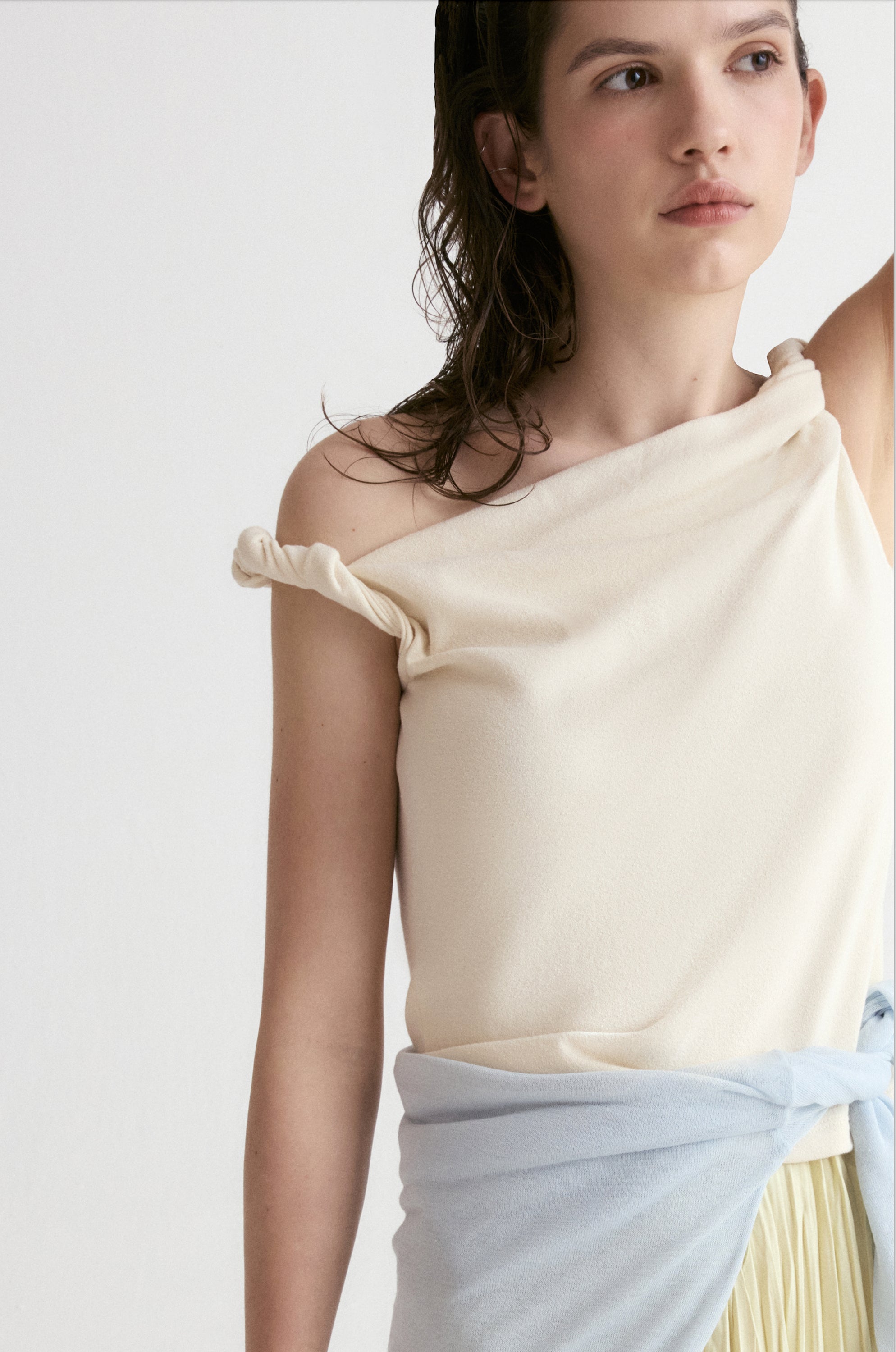 Dry Loop Terry Twisted Tank Top-Ivory