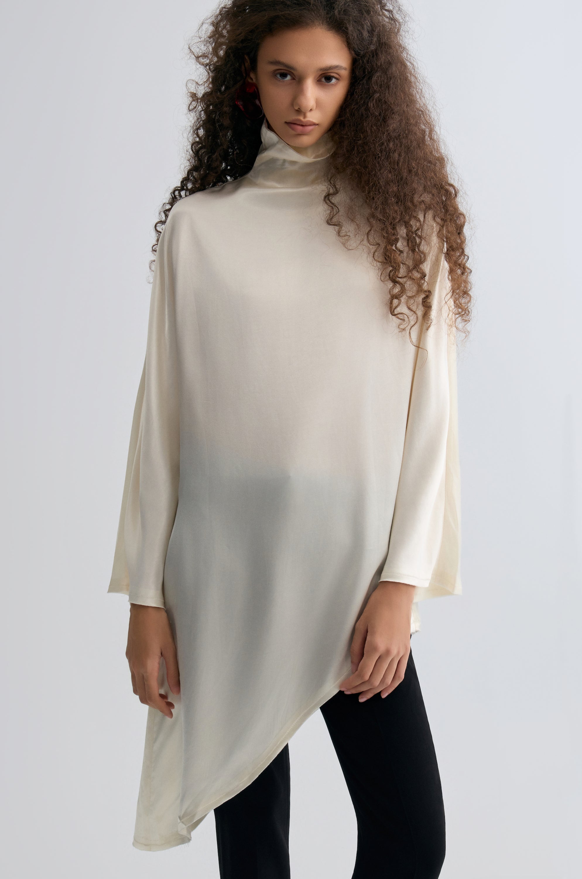 Asymmetric Slouch-neck Blouse Cream
